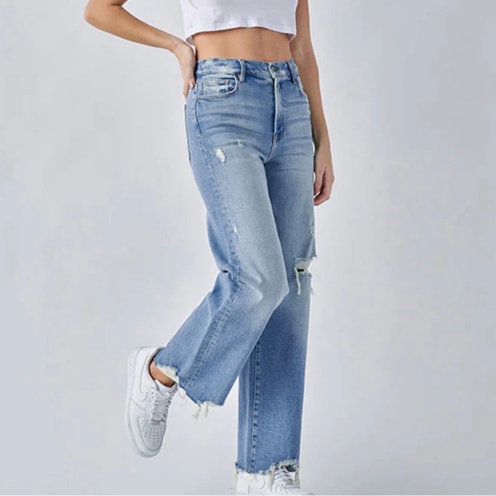 Hidden Los Angeles Womens Light Wash Knee Distressed Dad Logan Jean Size 31